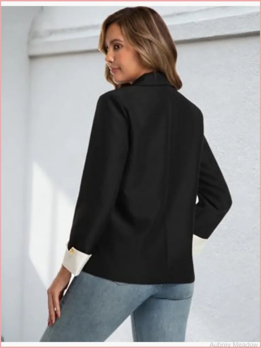 Long Sleeve Blazer with Notch Collar and Functional Pockets